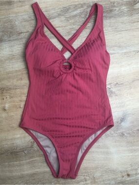 Kona Sol Ribbed One Piece Swimsuit